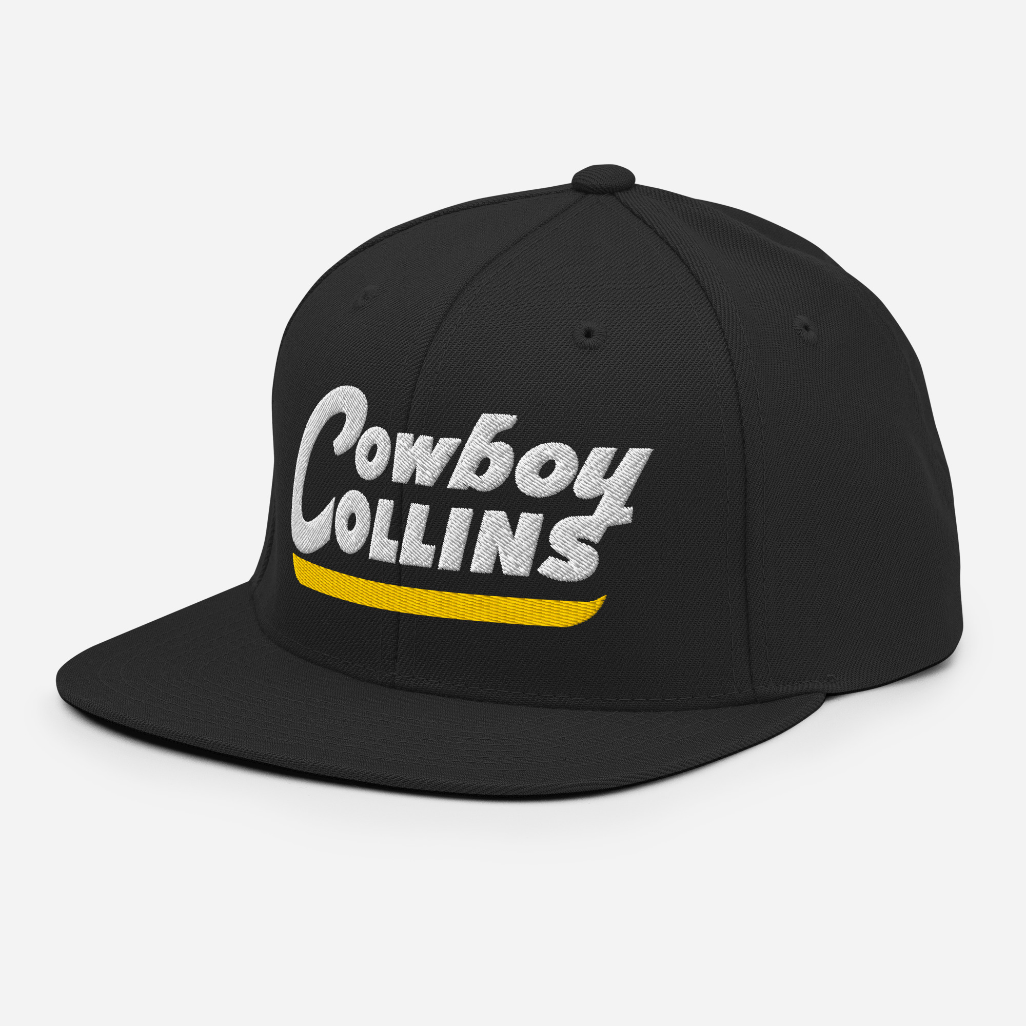 Cowboy Collins Snapback Hat – Pure Black
