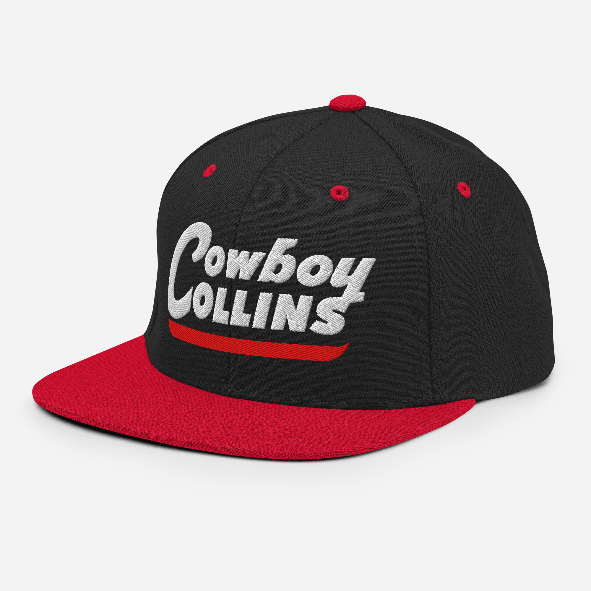 Cowboy Collins Snapback Hat – Black & Red